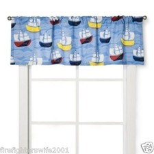 Room 365 Regatta Window Valance 54x15 red blue sailboats nursery boys new
