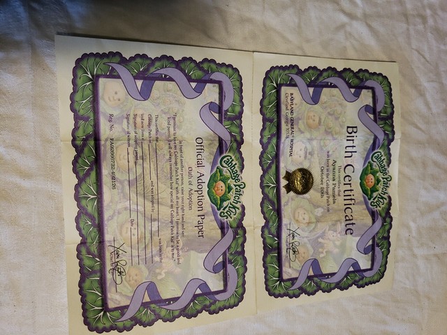 ebay replica cabbage patch birth certificate ebay replica cabbage patch birth certificate