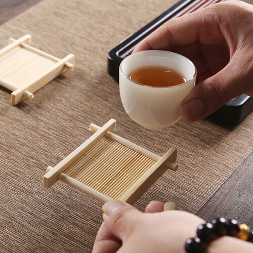 Bamboo Cup Mat Tea Table Placemats Coaster Restaurant Home Kitchen Retro Dec _ha - Foto 1 di 17