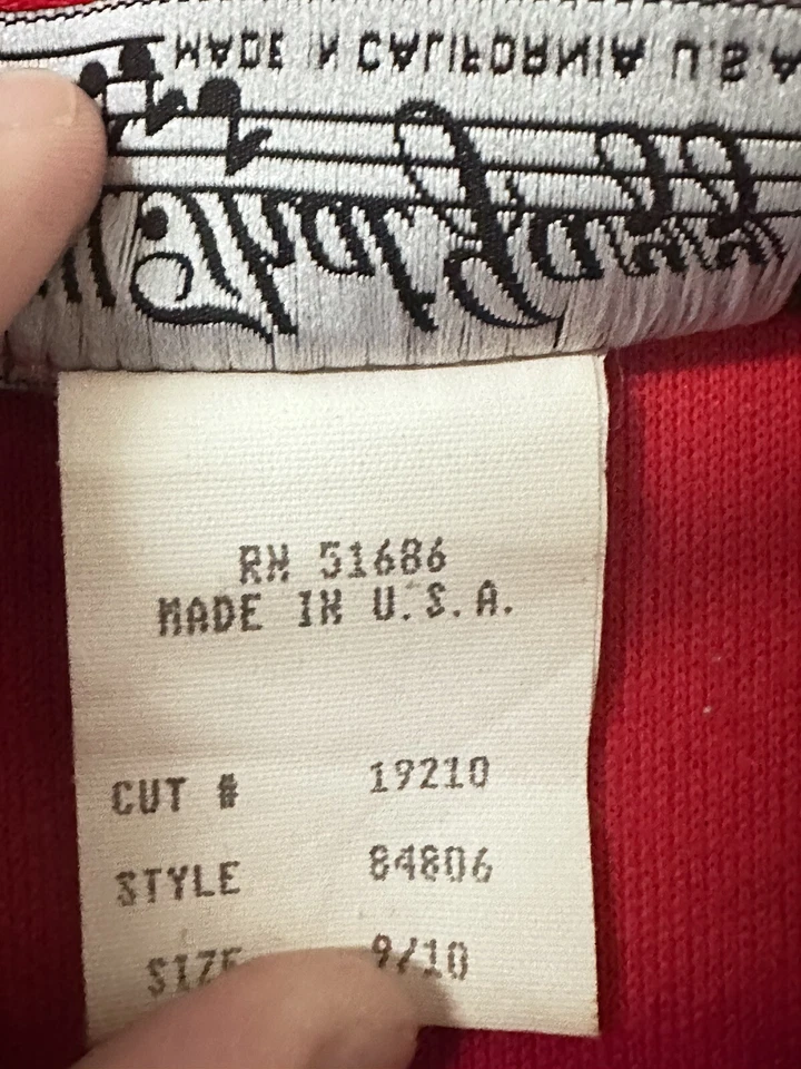 Vestido envolvente All That Jazz vintage botón manga larga algodón tejido EE. UU. rojo 9/10 Foto 3 de 4