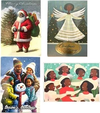 36 African American Christmas Deluxe  Cards – Xmas Greeting Cards w/ Sentiments