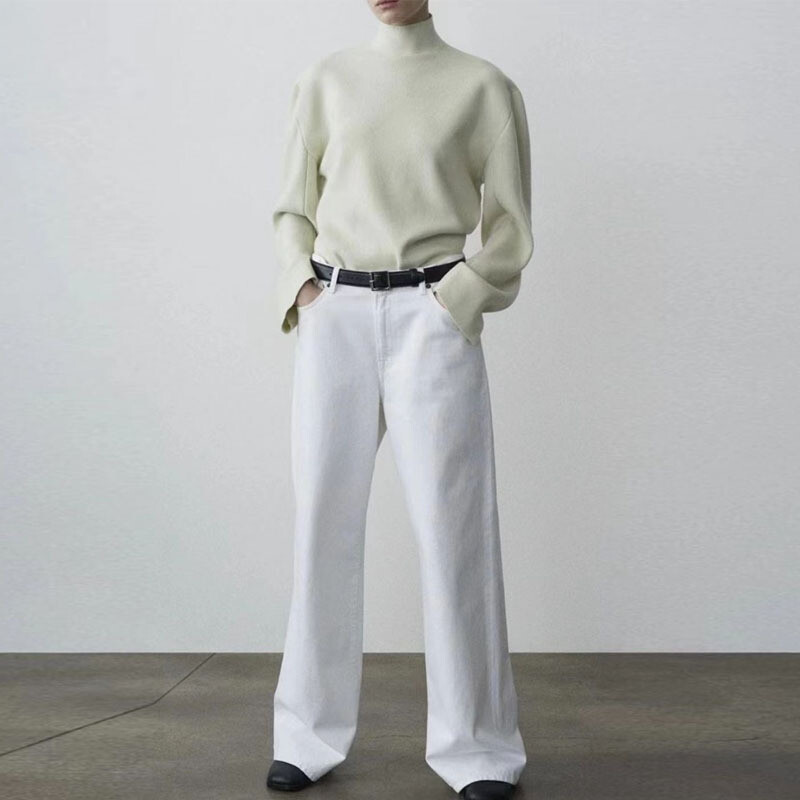 FILA Pantalone donna THE ROW cotone primavera autunno gamba larga vita alta dritto