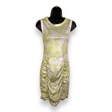 SIZE 10 PRETTY LITTLE THINGS DRESS SLEEVELESS WHITE GREEN RUCHED STRETCH