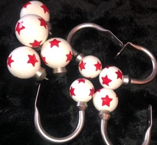 Pottery Barn Kids Finials Curtain Hold Backs Red White Stars 8 Pc Set