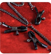 Sei Mio Triple Tease Iron and Silicone Nipple and Clit Clamp Stimulation Set