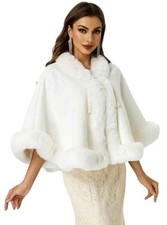 Luxury Faux Fur Shawl for Women Winter Fur Coat Wedding Party Fur Stole Wraps...