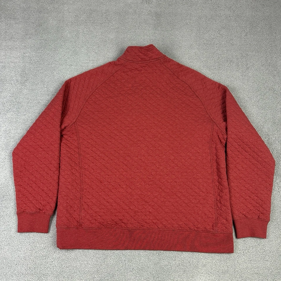 LL Bean Suéter Para Hombres XL Naranja Acolchado Sudadera Cuello Imitado 1/4 A Presión Aire Libre Caminata Foto 4 de 4