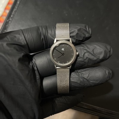 Calvin Klein Swiss Made Mesh Band Watch Silver Metal Gray Dial Analog Classic
