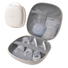 Beige Breast Pump Carrying Case Portable Wearable Organizer Hard Shell 3 Mesh