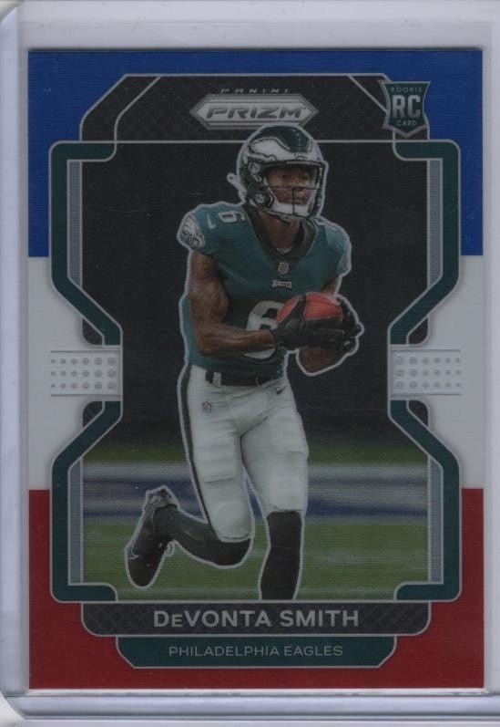 2021 Panini Prizm #335 DeVonta Smith Red White and Blue