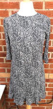 M&S Size 12 Black White Dress Animal Print Summer Excellent S4