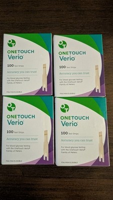 OneTouch Verio Glucose Blood Test Strips NEW - 100 Count - 4 Boxes - 11/30/26