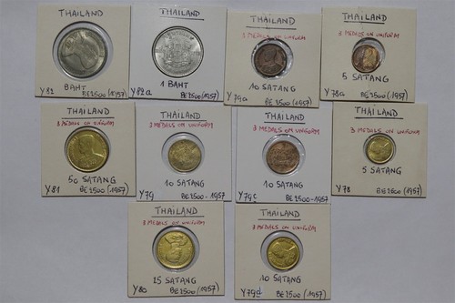 🧭 🇹🇭 THAILAND 1957 COIN SET MOSTLY UNC B84 #87