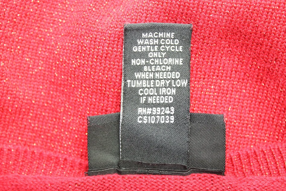 Suéter Maggie Barnes Mujer 4X 30/32 Rojo Cuello en V Tejido Metálico Pullover Brillante Foto 4 de 4