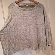 Poetry Linen Top Size 22 Striped Capsule Wardrobe Boxy Staple Lightweight Layer