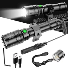 500000 Lumens Tactical Gun Flashlight Picatinny Rail Mount for Hunting Shooting