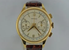 GORGEOUS VINTAGE CHRONO LEONIDAS PRE HEUER GOLD PLATED 36MM MANUAL LANDERON 48
