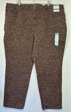 Terra  Sky Women's Jeans Sz 24W Brown Leopard Print Straight Leg High Rise AL6