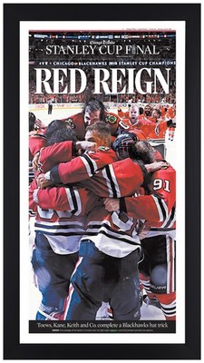 2015 Chicago Blackhawks Stanley Cup Champions Framed Print 13x24 Red Reign