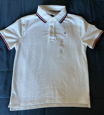 Tommy Hilfiger Boy Short Sleeve POLO WHITE Shirt Kids Size L 12/14