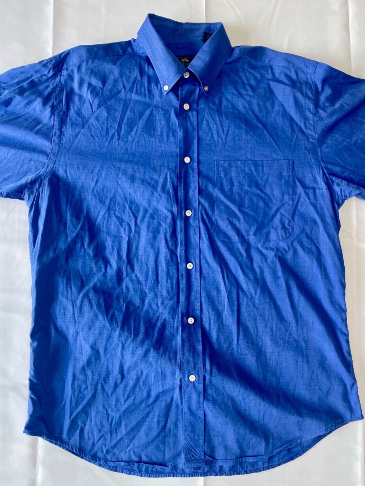 British Khaki Men’s Blue Long Sleeve Button‑Down Shirt - Size L