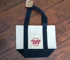 Trader Joe's Mini Canvas Tote Bag Navy Blue NWT 2025