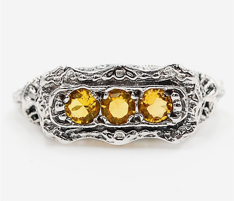  Citrine 925 Sterling Silver Victorian Style Ring Jewelry Sz 9 