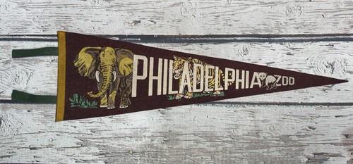 VTG Philadelphia Zoo PA Animals Travel State Souvenir 27" Maroon Pennant Flag - Picture 1 of 5