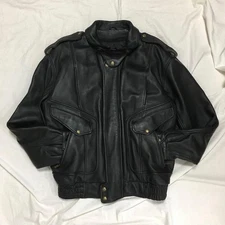 [Unique old clothes] Nankai Parts long sleeve design leather jacket cowhide glos