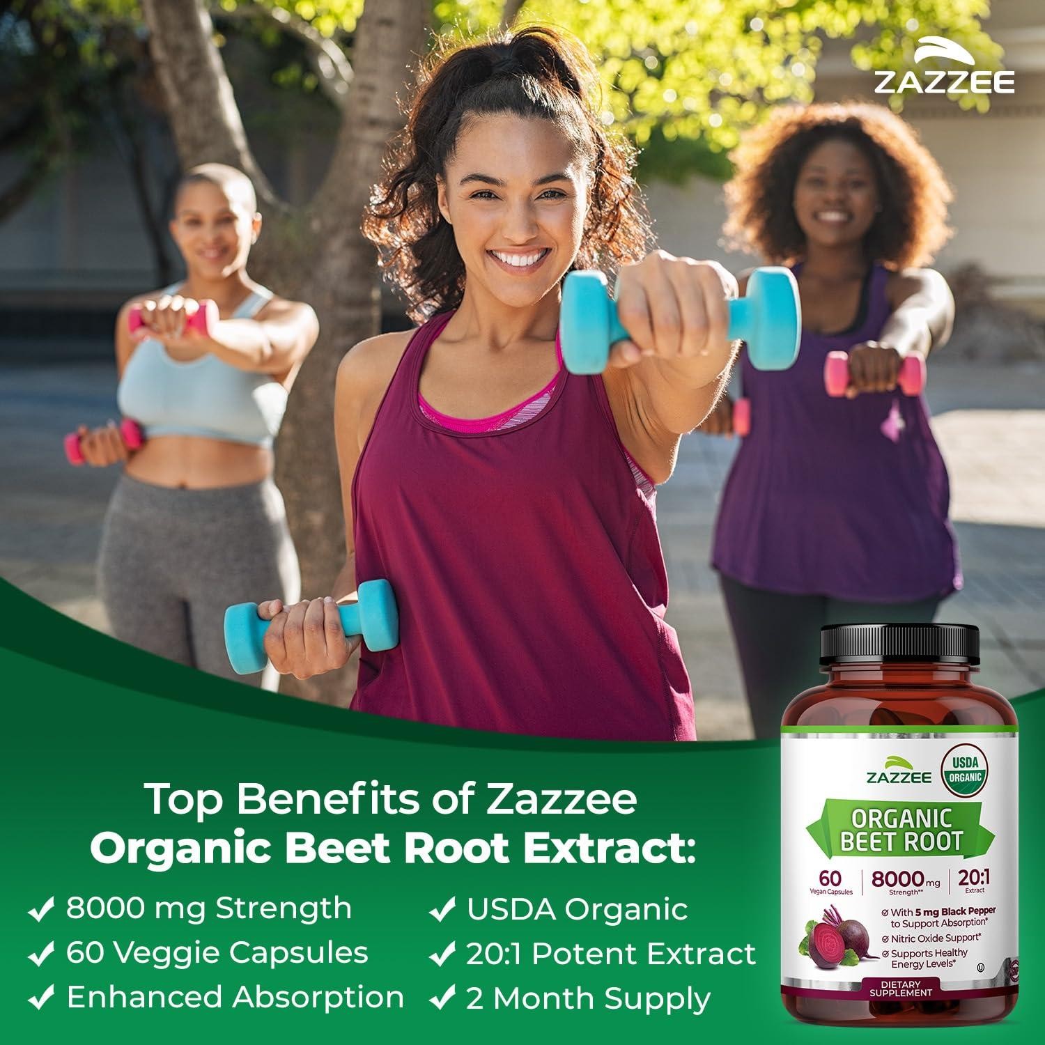 USDA Organic Beet Root 8000 mg Strength 20:1 Extract, 60 Vegan Capsules ...