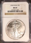 American Silver Eagle 1994 MS 69 NGC 1 Oz Fine Silver Dollar Bullion Coin NR!!!