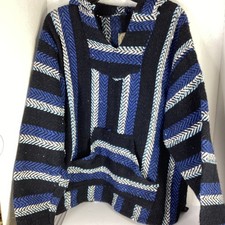 Baja Joe Hoodie Mens Medium Multicolor Striped Baja Pullover Drug Rug Sweater