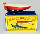 1961 Original Matchbox Lesney 48B METEOR SPORT BOAT & TRAILER  Type D Box DANG!
