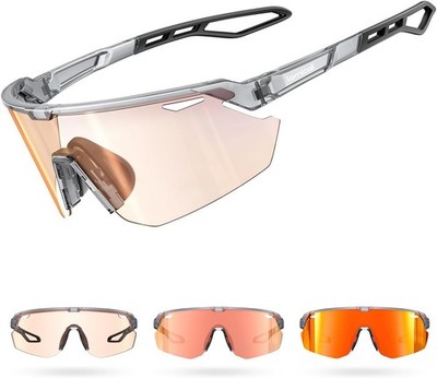 Lamicall Fahrradbrille Herren, Schnelle Brille Damen - [3S Selbsttönend] [28g
