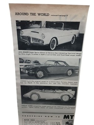 1958 Alfa Romeo Lancia Porsche Cars Ad Motor Trend Euro Cars