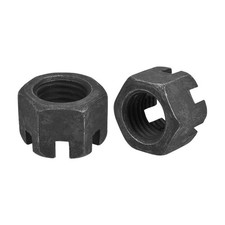 M20x2.5mm Hexagon Slotted Nut, Grade 4.8 Carbon Steel Nuts Black 2Pcs