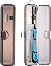 Toothbrush Travel Case 2 Pack, Clear Black Toothbrush Case Holder Travel Size Pl