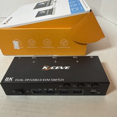 KCEVE KVM Swicth 8k Ultra and Dual DP USB 3.0 2 Monitor 3 Input  See Pictures