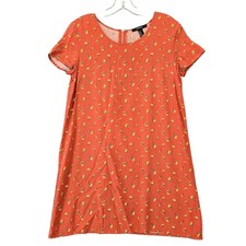 Forever 21 Orange Sienna Floral Mini Dress Classic Short Sleeve Shift Women's M