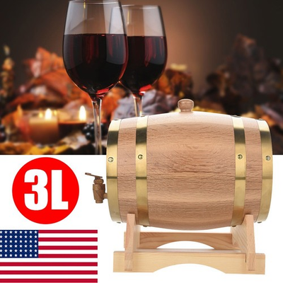 #ad 3L Oak Aging Barrel with Stand and Spigot Wooden Whiskey Barrel Wine Barre USA $32.39