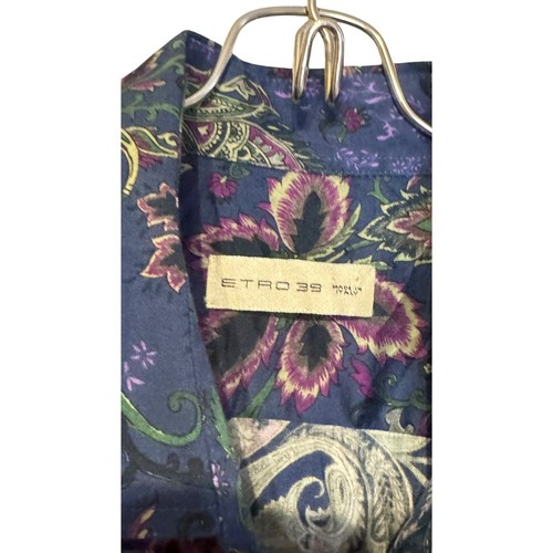 ETRO Camicia Uomo Abito Vintage Manica Lunga Floreale Stampa Paisley Bottoni Taglia 39 - Foto 7 di 9