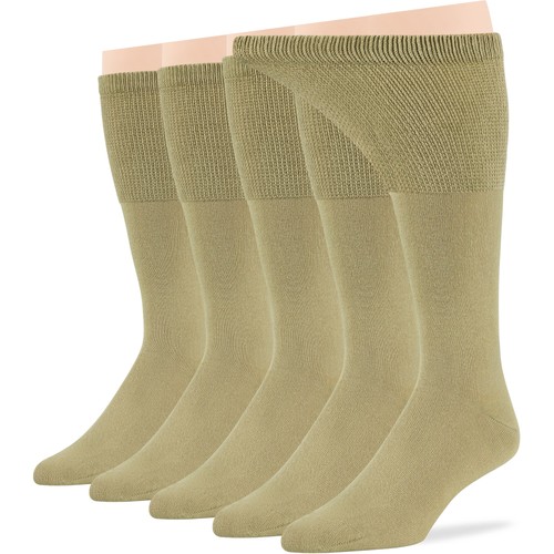 Lot de 5 chaussettes mi-mollet extra larges homme coton diabétique L-XL noir marron gris kaki - Photo 22/28