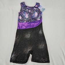 Leotards for Girls Gymnastics with Shorts Sparkle Butterfly Flowers Sz 150