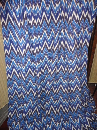 ROSE TREE NEW HAVEN BLUE CHEVRON IKAT (PAIR) POLE TOP DRAPERY PANELS 50X86 - Picture 7 of 9