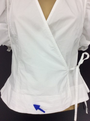 GANNI RUFFLE SLEEVE WRAP TOP WOMENS SHIRT WHITE £130 F6340 - Picture 4 of 5