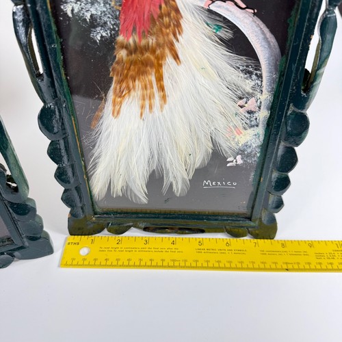 Vintage Mexican Feathercraft Feather Bird Art Pictures (3) in Carved Wood Frames - Picture 16 of 17