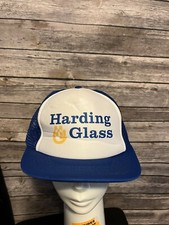 DA Harding Glass Vintage Blue Trucker Hat Cap Mesh Adjustable Snap Back