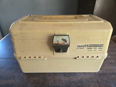 famous tackle box Old Pal Woodstream Tan Vintage Tackle Box PF 1290 Famous Fish Series 6  Trays USA
