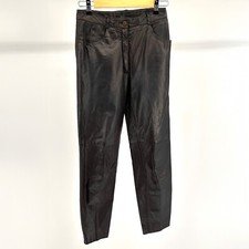 80s/90s Pia Rucci Dark Chocolate Brown 100 LEATHER Pants with Zip Fly  Pockets