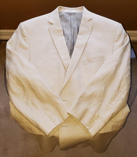 NEW CALVIN KLEIN TAN BEIGE PURE LINEN SPRING SUMMER DOUBLE VENTS SPORTCOAT 48LG - Picture 11 of 16